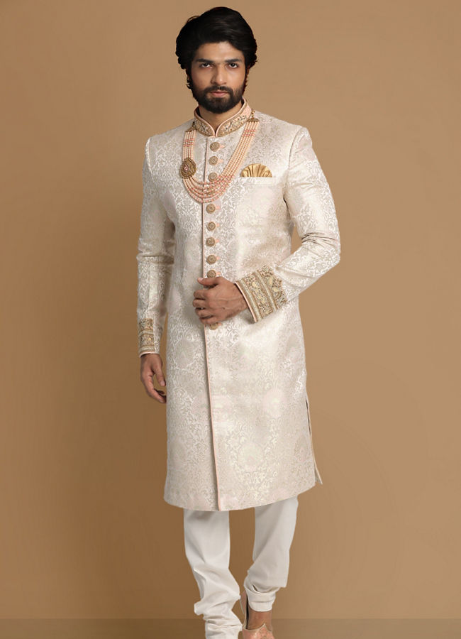 Subtle Pink Wedding Sherwani image number 1